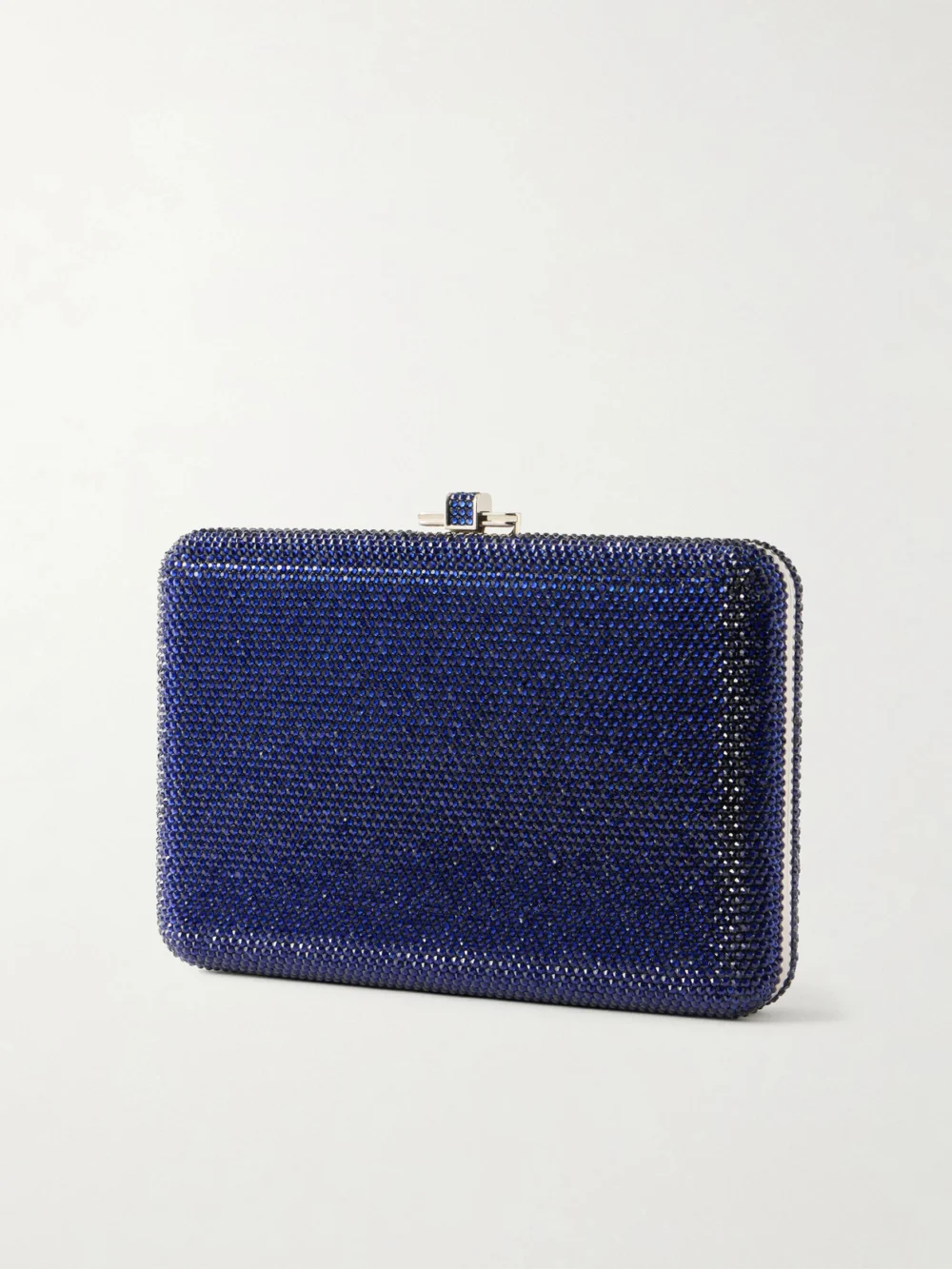 Back view of the Judith Leiber Couture Slim Slide Crystal-embellished Silver-tone Clutch