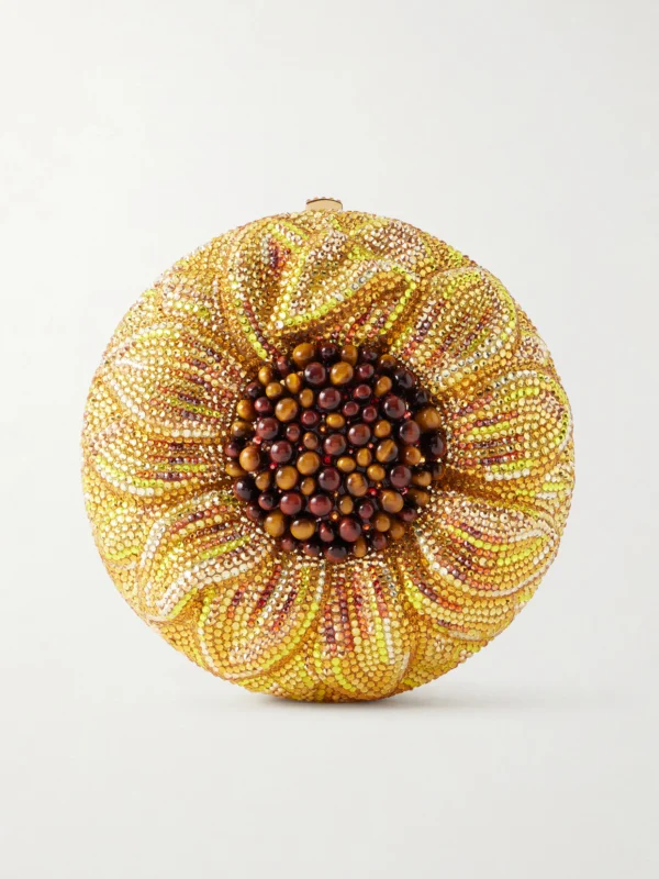 Judith Leiber Couture Sunflower Crystal-embellished Gold-tone Clutch