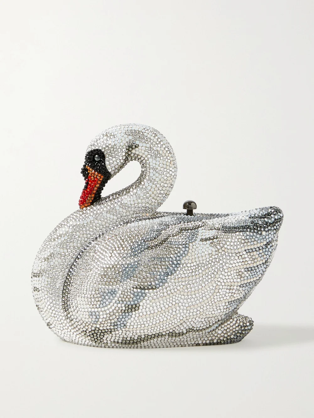 Judith Leiber Couture Swan Odette Crystal-embellished Silver-tone Clutch