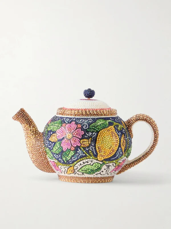 Judith Leiber Couture Teapot Crystal-embellished Gold-tone Clutch