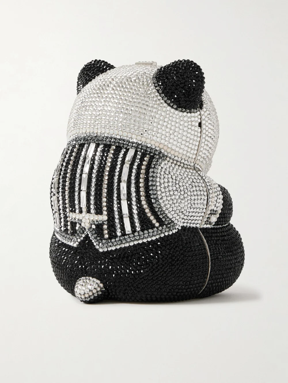 Back view of the Judith Leiber Couture Teddy Bear Ling Crystal-embellished Silver-tone Clutch