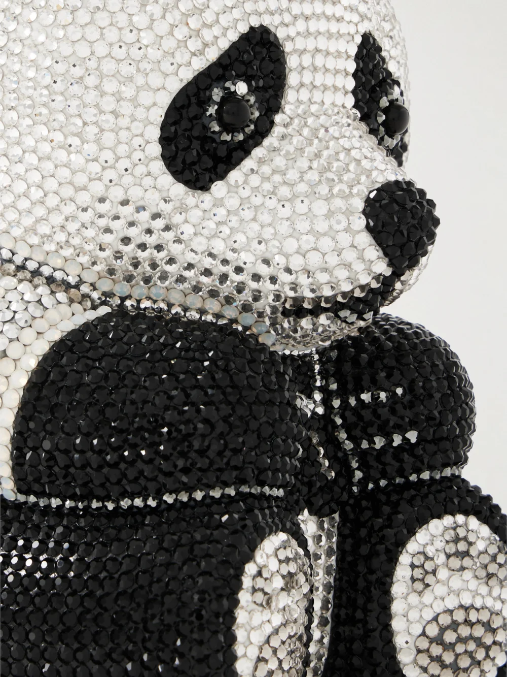 Close-up detail of the Judith Leiber Couture Teddy Bear Ling Crystal-embellished Silver-tone Clutch