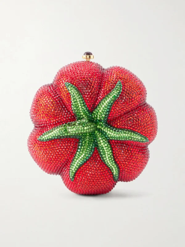 Judith Leiber Couture Tomato Crystal-embellished Gold-tone Clutch