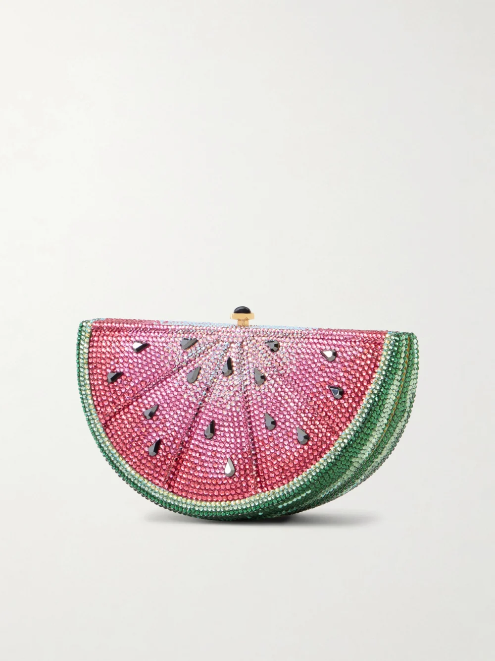 Back view of the Judith Leiber Couture Watermelon Slice Crystal-embellished Gold-tone Clutch