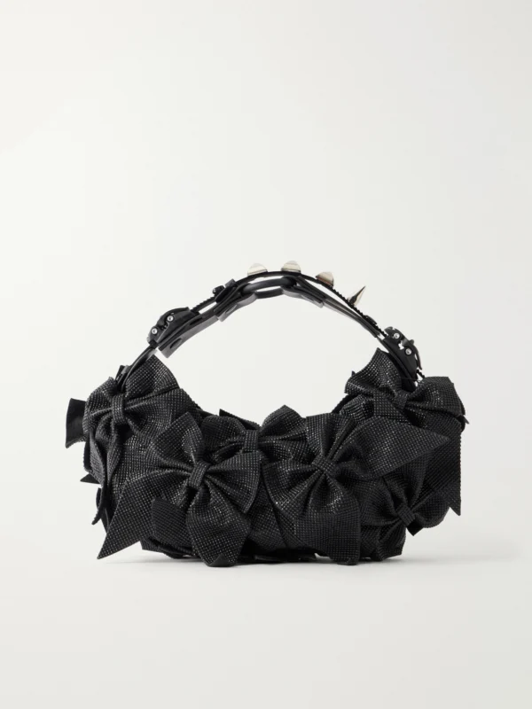 Junya Watanabe + Innerraum Bow-detailed Embellished Polyurethane and Canvas Shoulder Bag