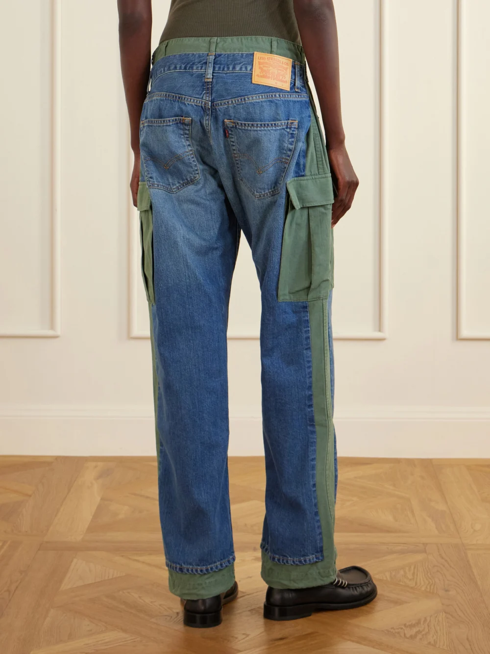 Back view of the Junya Watanabe + Levi's Ripstop-trimmed Mid-rise Straight-leg Jeans