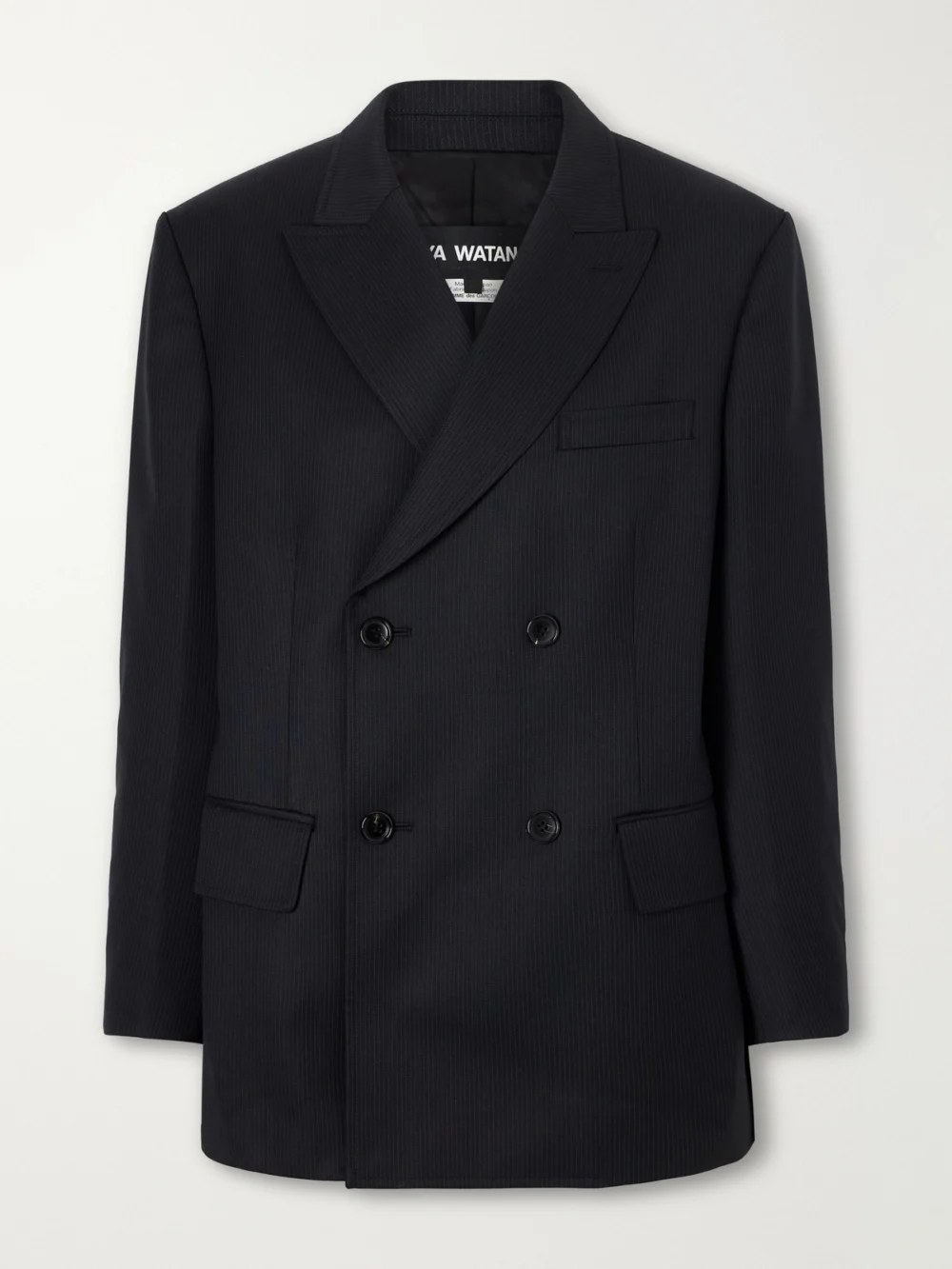Junya Watanabe Pinstriped Wool-blend Double-breasted Blazer in black