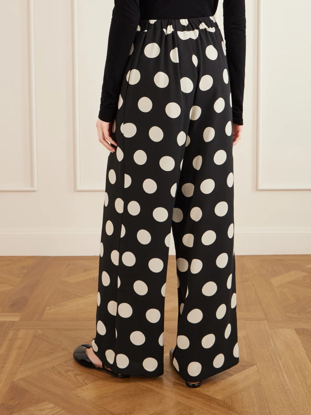 Back view of the Junya Watanabe Polka-dot Georgette Wide-leg Pants