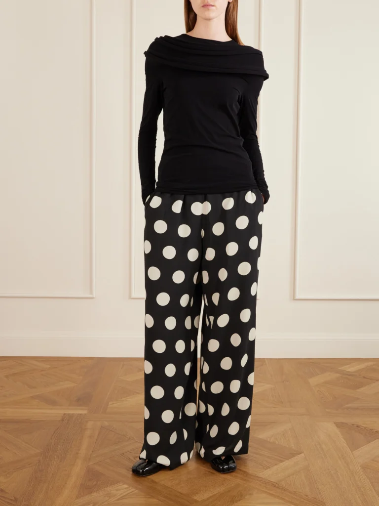 Junya Watanabe Polka-dot Georgette Wide-leg Pants