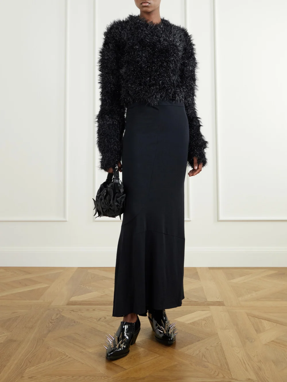 Junya Watanabe Studded Patent-leather Ankle Boots, styled view