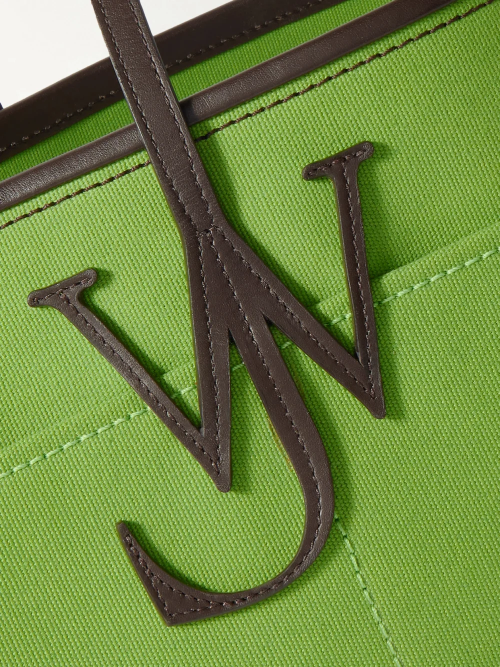 Close-up detail of the JW Anderson Anchor Leather-trimmed Canvas Tote