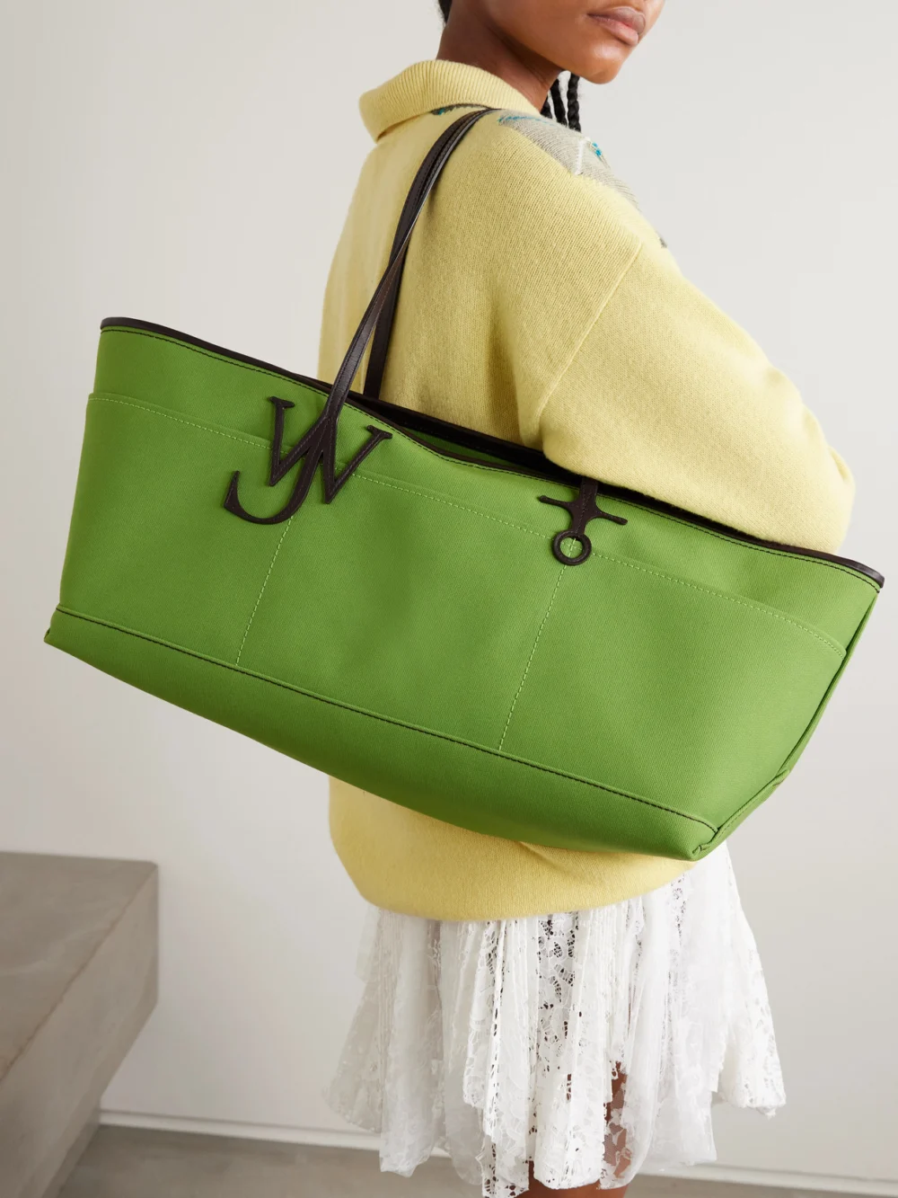 JW Anderson Anchor Leather-trimmed Canvas Tote, styled view
