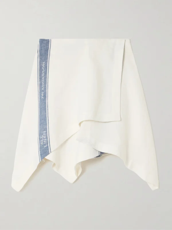 JW Anderson Asymmetric Linen-jacquard Mini Wrap-effect Skirt
