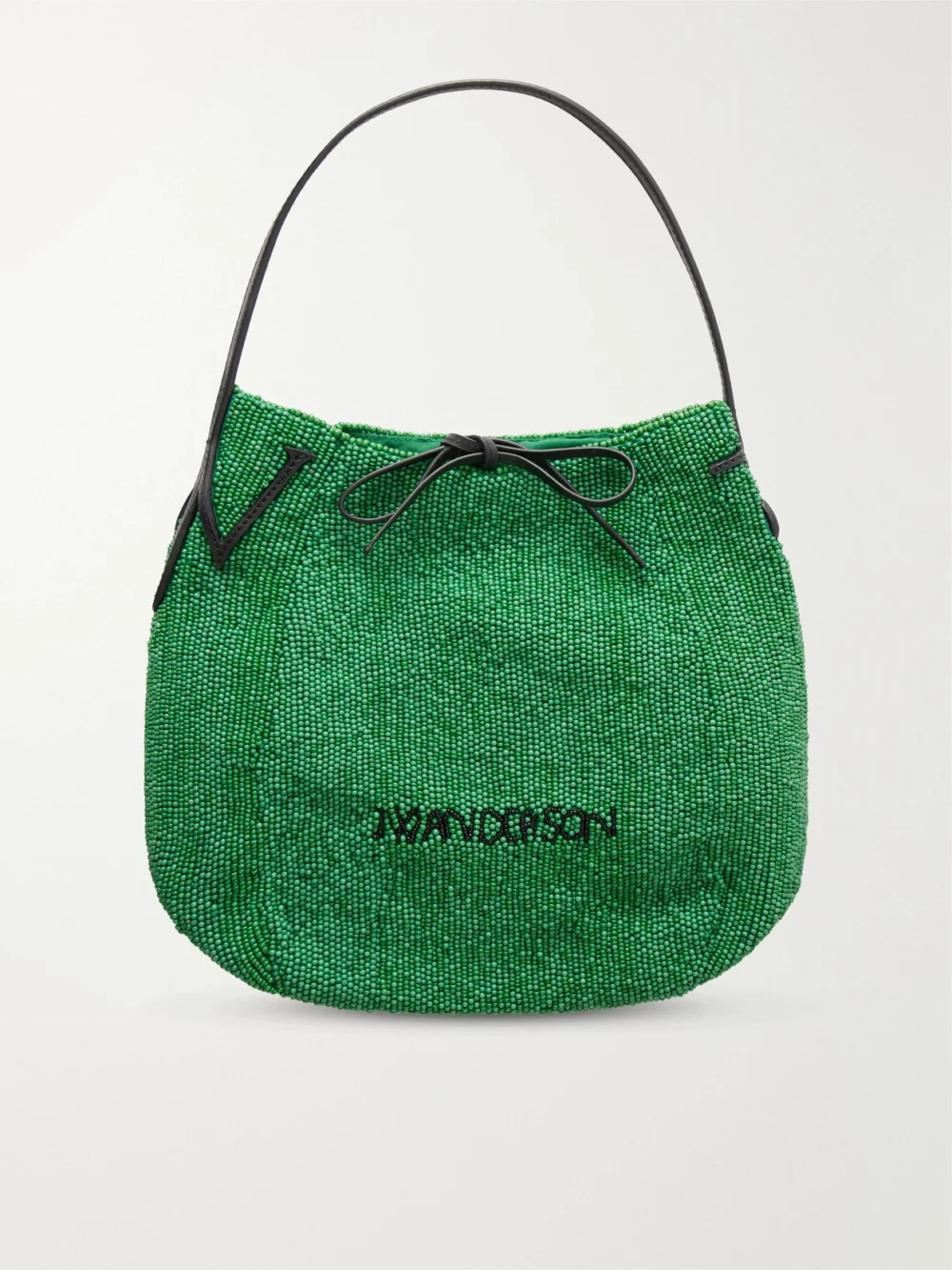 JW Anderson Bead-embellished Leather-trimmed Canvas Tote in emerald