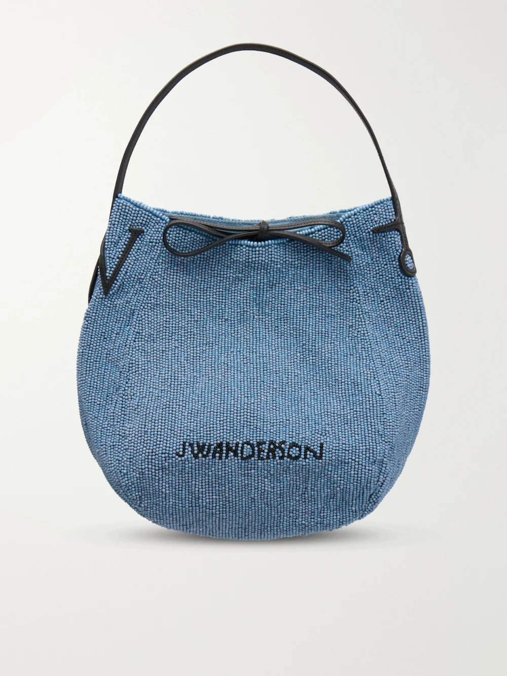 JW Anderson Bead-embellished Leather-trimmed Canvas Tote in sky blue