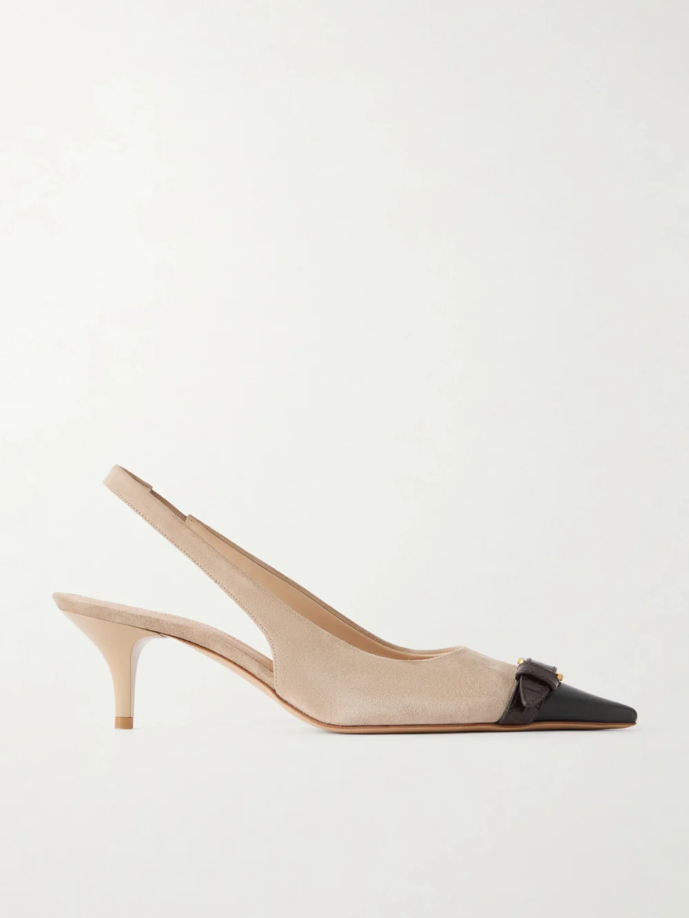 JW Anderson Buckled Leather-trimmed Suede Slingback Pumps in beige