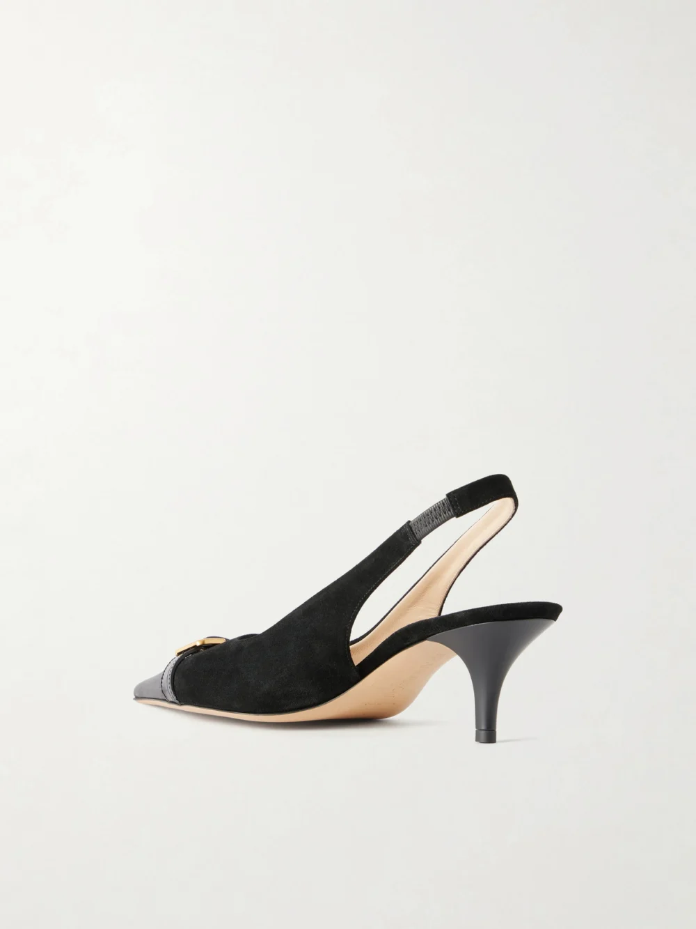 Back view of the JW Anderson Buckled Leather-trimmed Suede Slingback Pumps