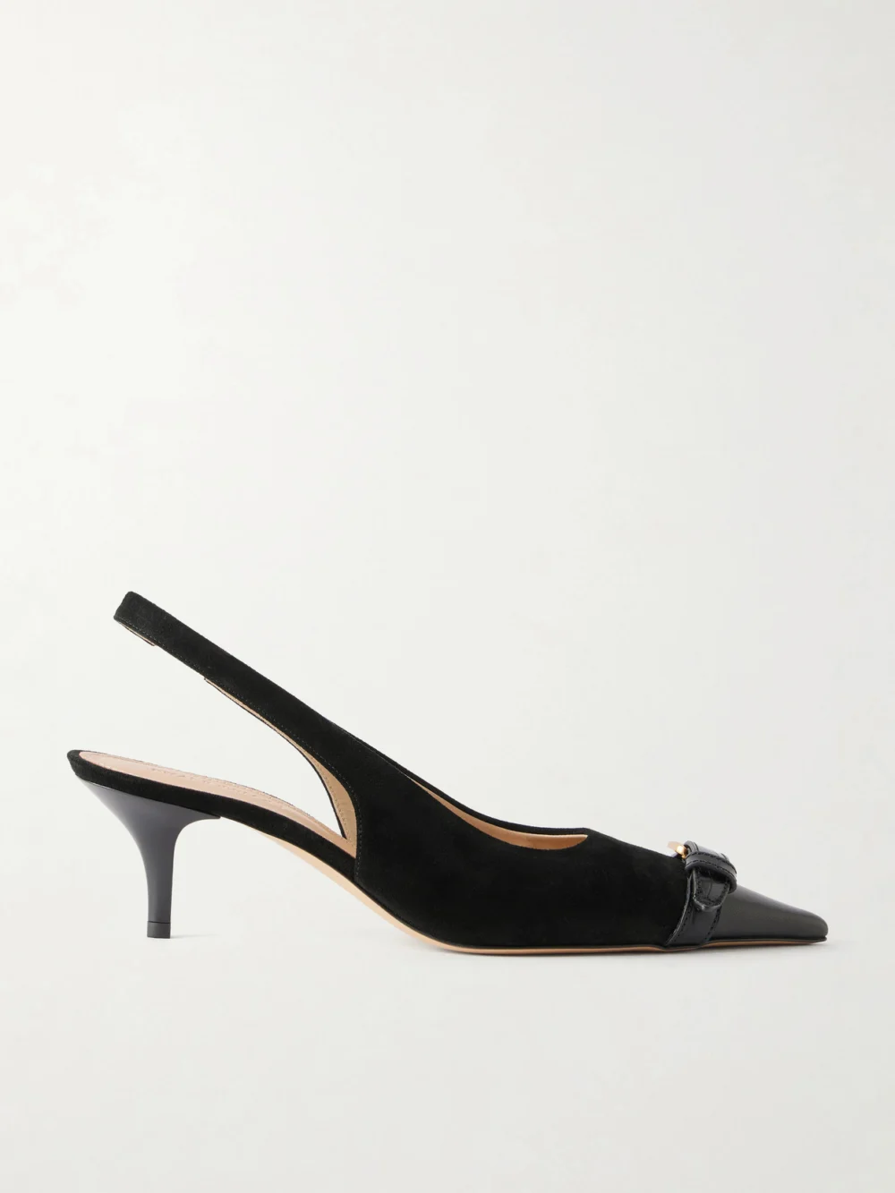 JW Anderson Buckled Leather-trimmed Suede Slingback Pumps in black