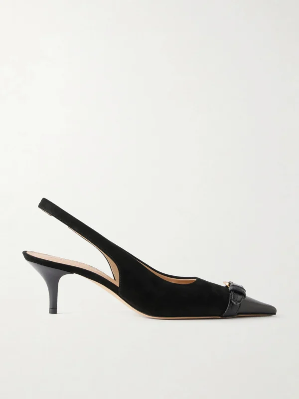 JW Anderson Buckled Leather-trimmed Suede Slingback Pumps