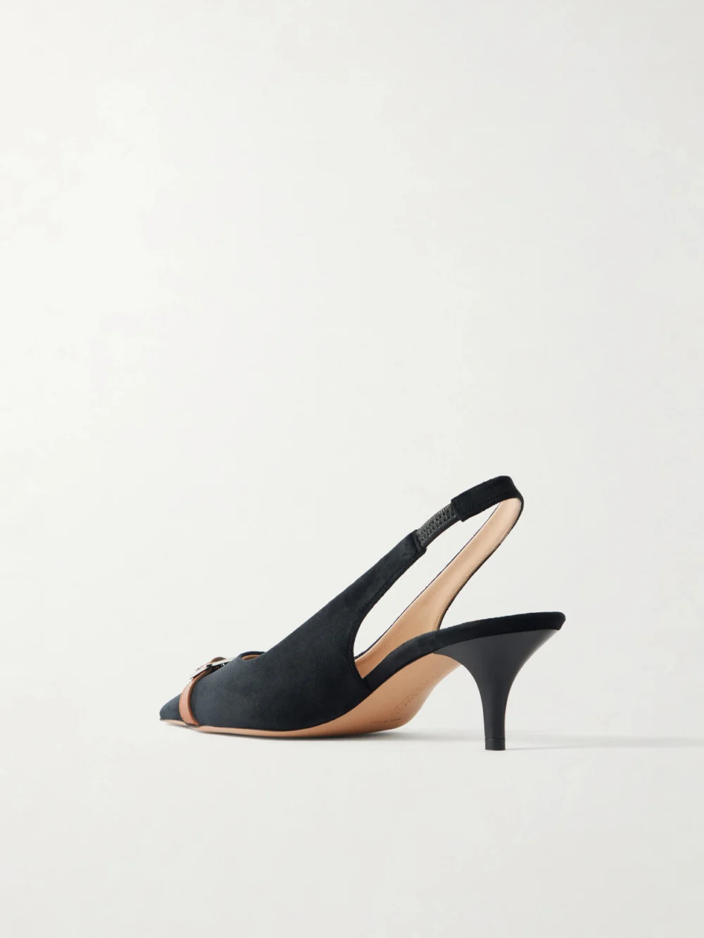 Back view of the JW Anderson Buckled Leather-trimmed Velvet Slingback Pumps