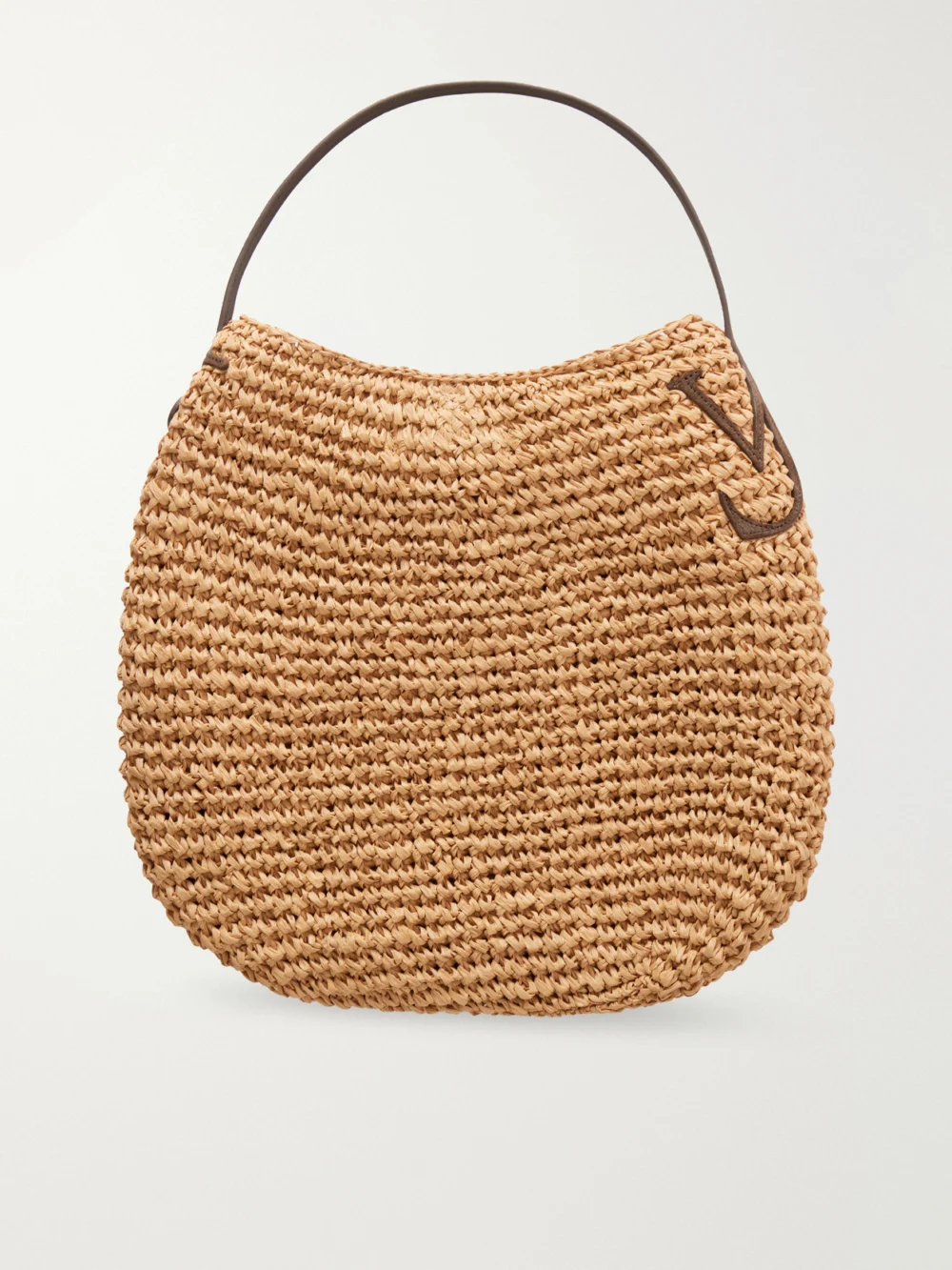 Back view of the JW Anderson Bulb Large Suede-trimmed Raffia Tote