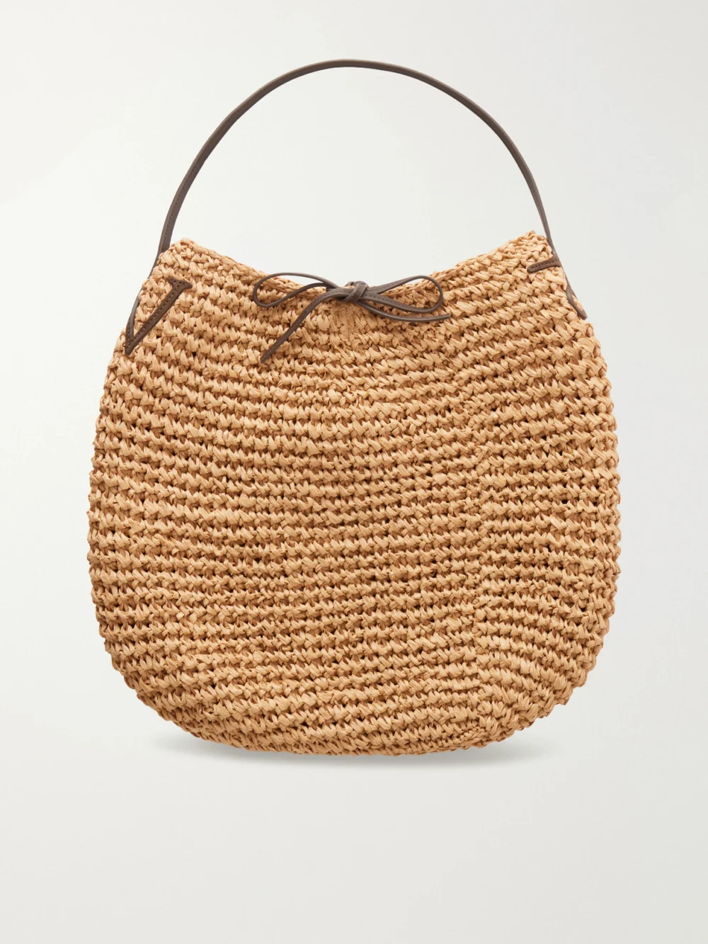 JW Anderson Bulb Large Suede-trimmed Raffia Tote in tan