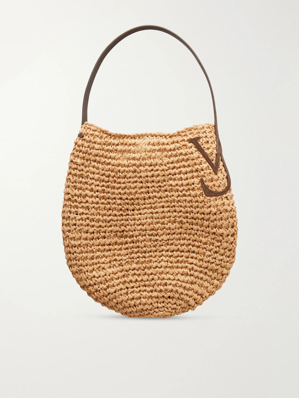 Back view of the JW Anderson Bulb Leather-trimmed Raffia Shoulder Bag