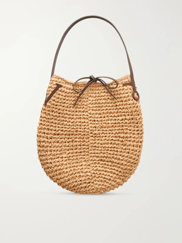 JW Anderson Bulb Leather-trimmed Raffia Shoulder Bag
