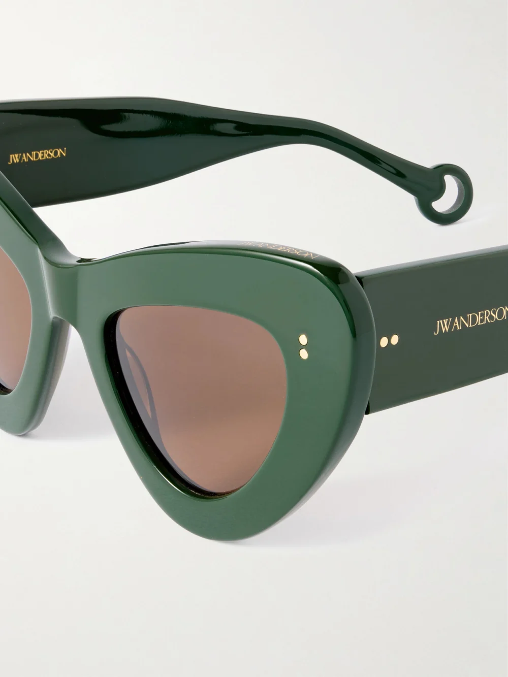 Close-up detail of the JW Anderson Butterfly Cat-eye Acetate Sunglasses
