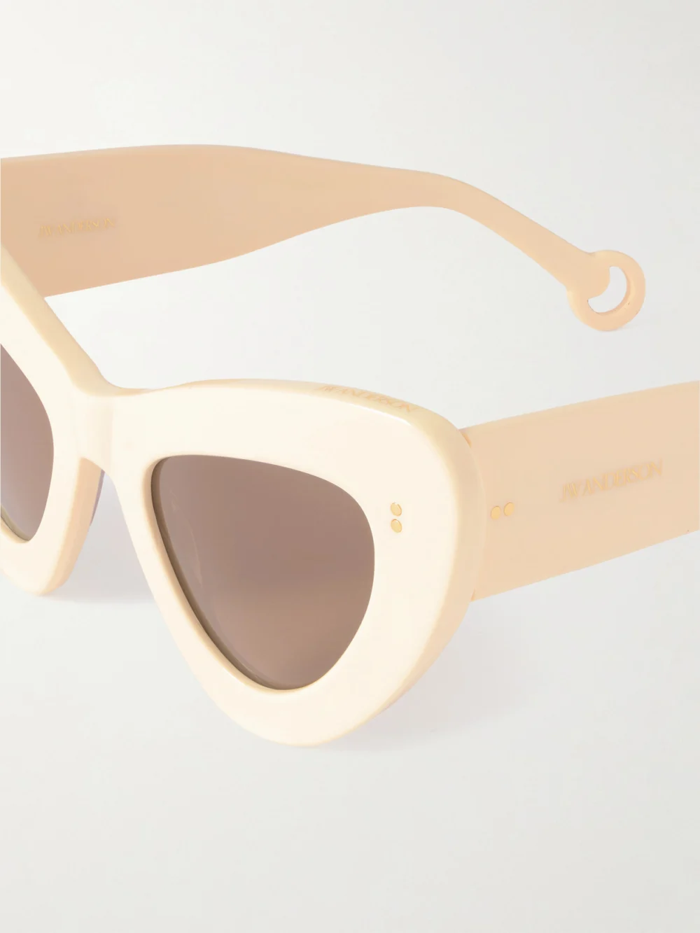 Close-up detail of the JW Anderson Butterfly Cat-eye Acetate Sunglasses