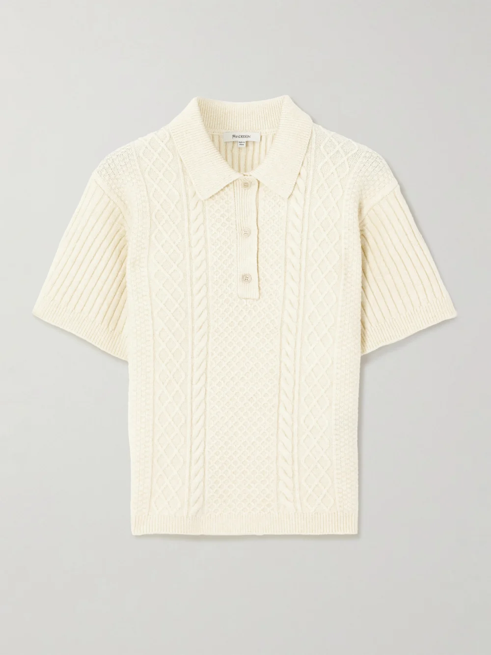 JW Anderson Cable-knit Polo Shirt in ecru