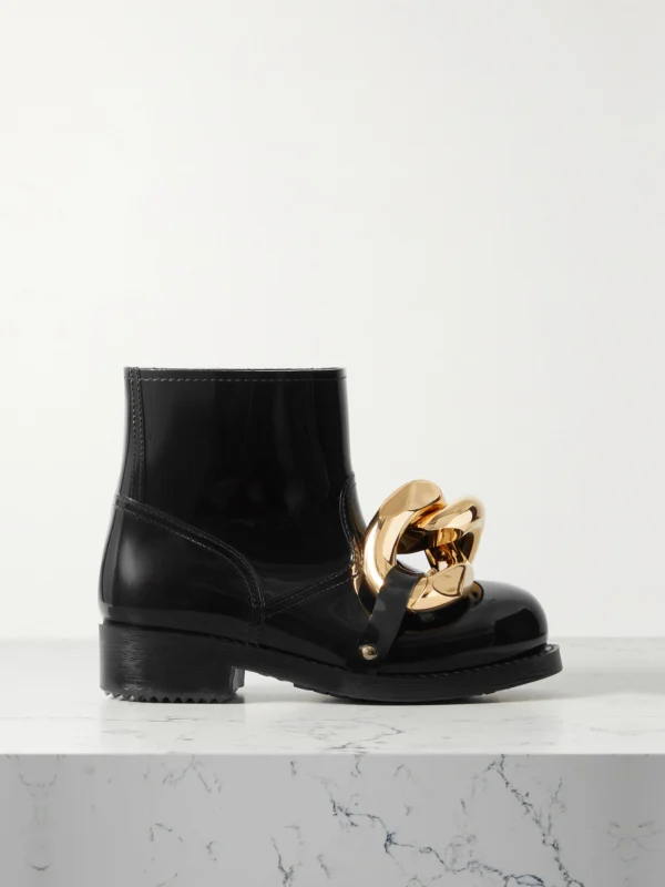 JW Anderson Chain-embellished Glossed-rubber Rain Boots