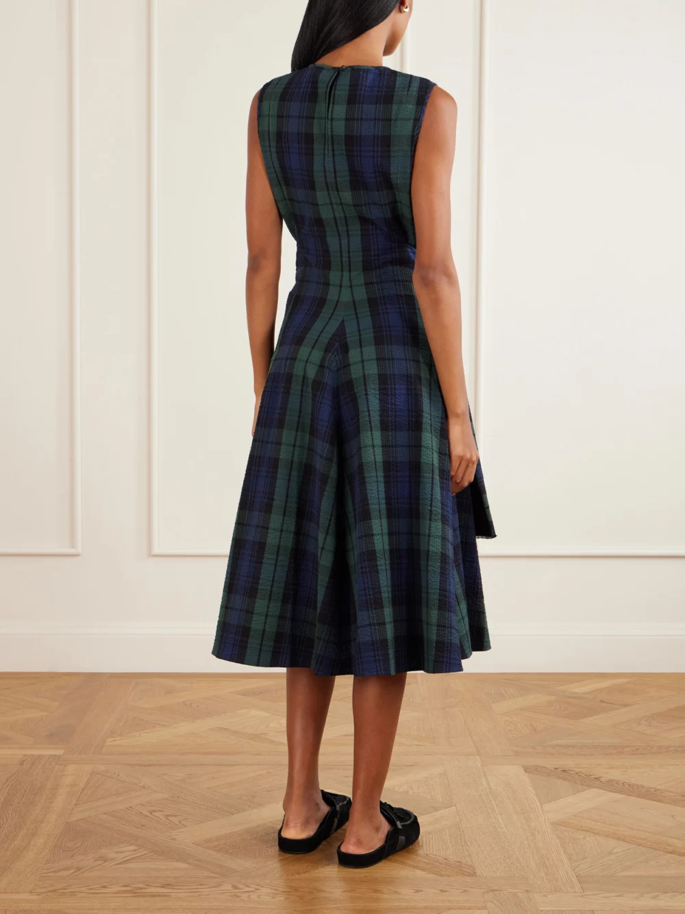 Back view of the JW Anderson Checked Cotton-cloque Mini Dress
