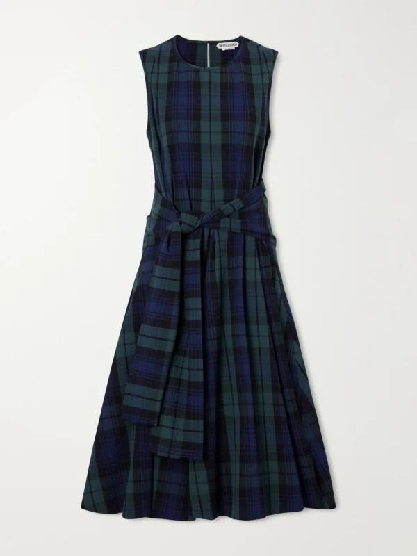 JW Anderson Checked Cotton-cloque Mini Dress