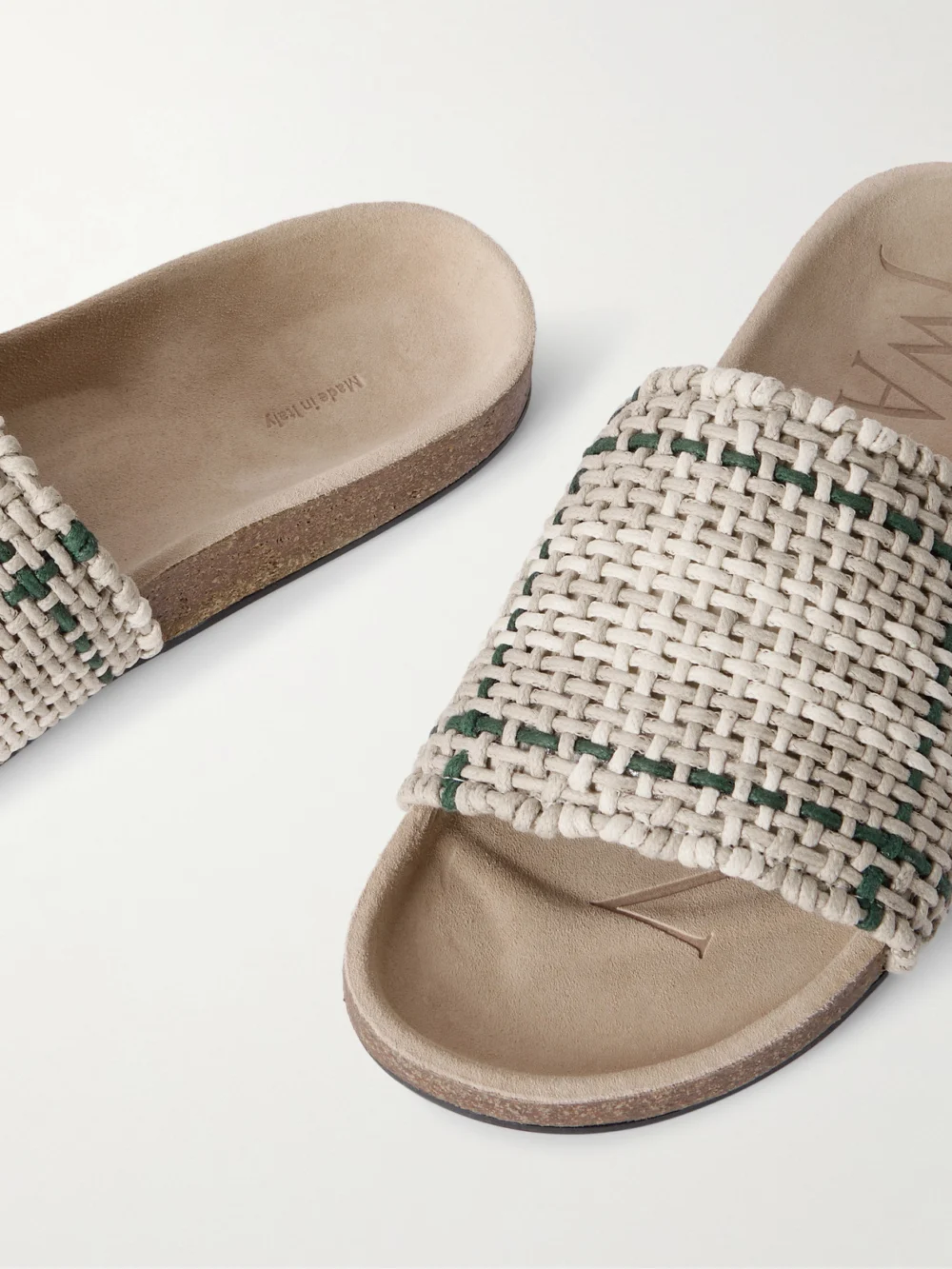 Close-up detail of the JW Anderson Checked Waxed-cotton Slides