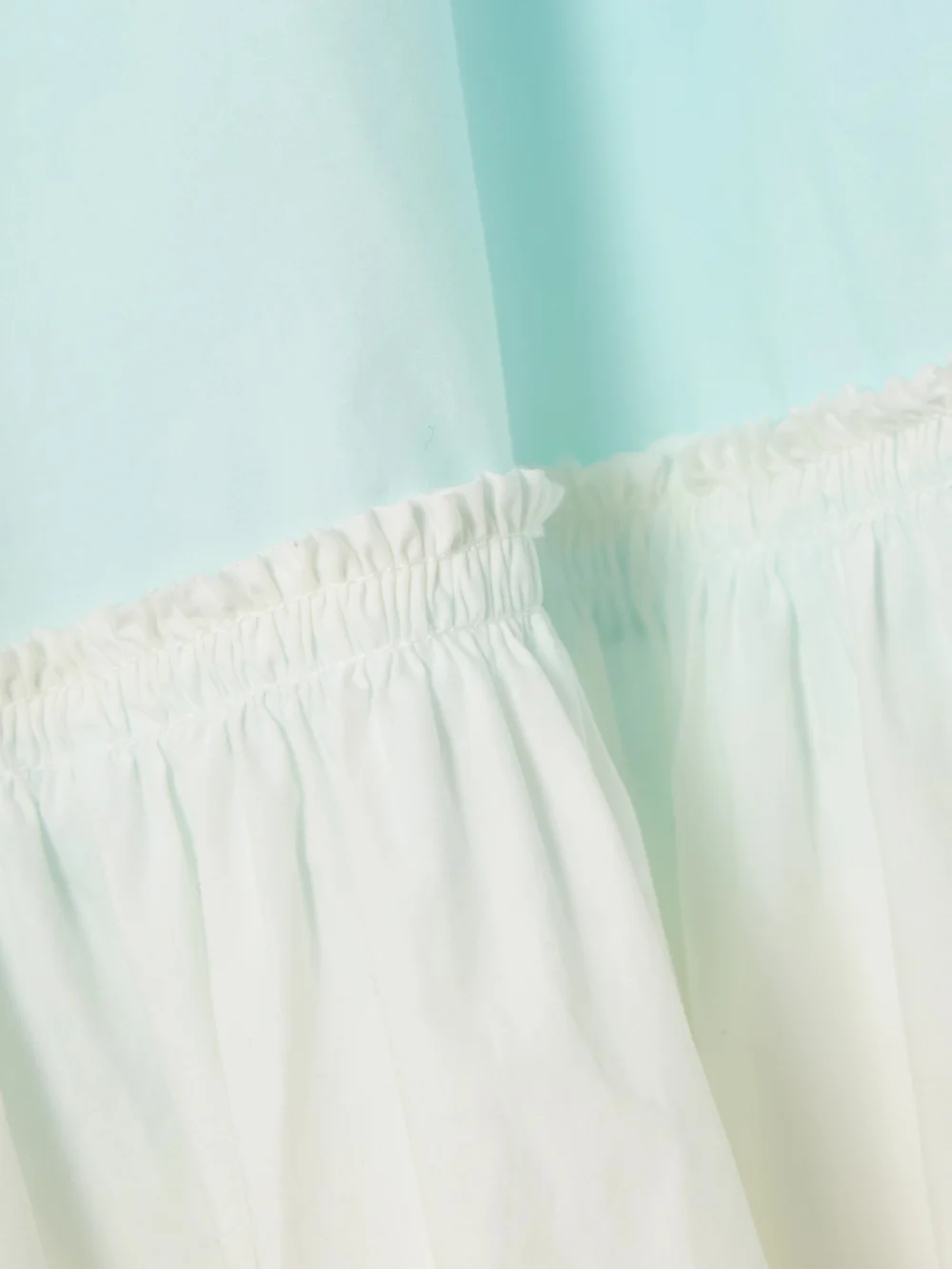 Close-up detail of the JW Anderson Cold-shoulder Tiered Ruffled Dégradé Cotton-poplin Mini Dress