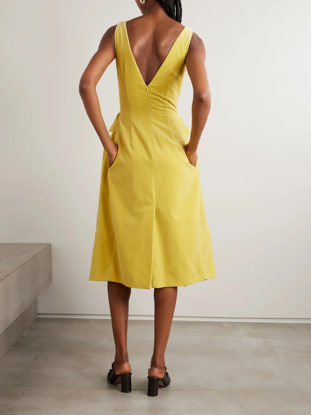 Back view of the JW Anderson Cotton-velvet Midi Dress