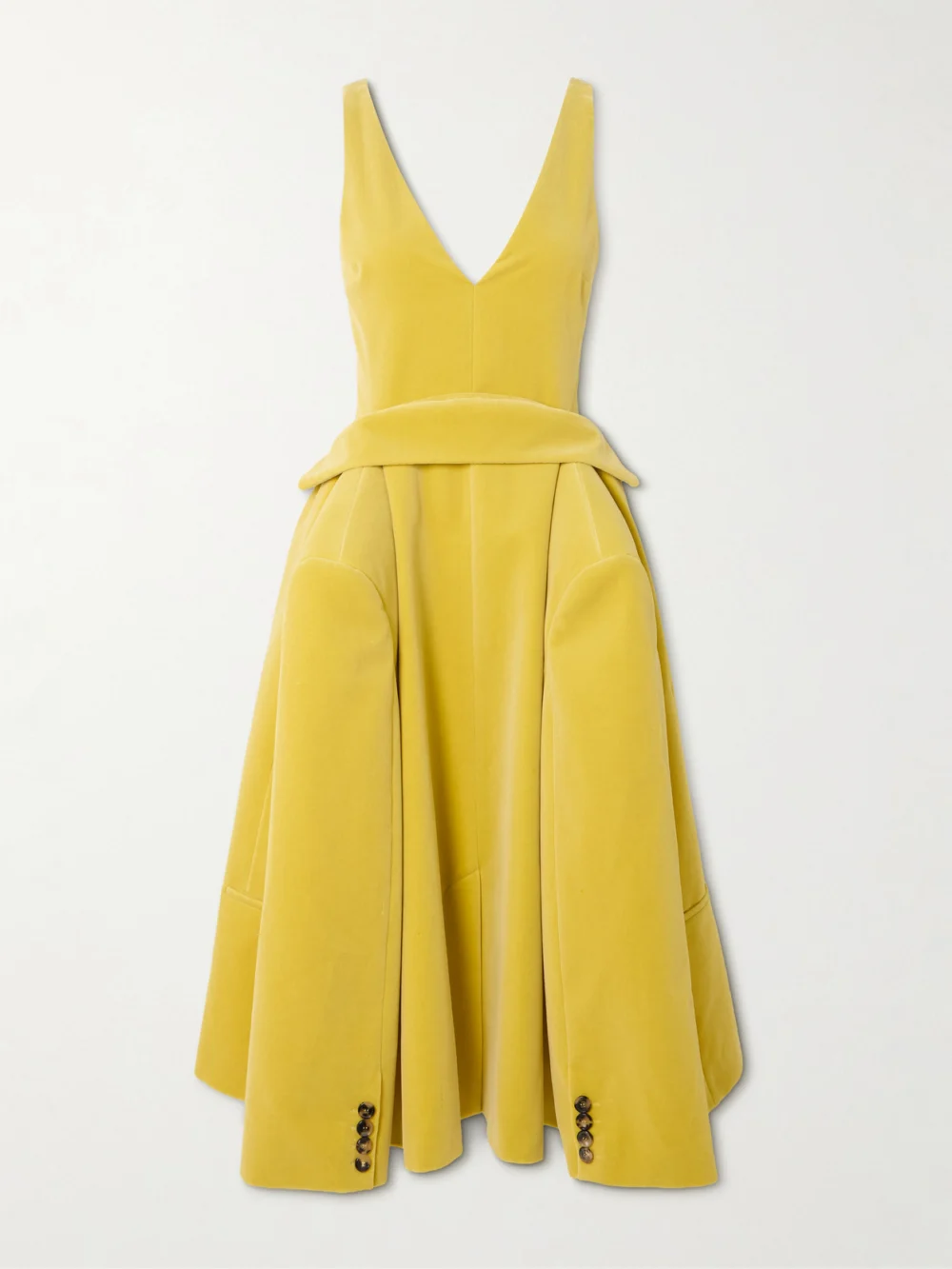 JW Anderson Cotton-velvet Midi Dress in bright yellow