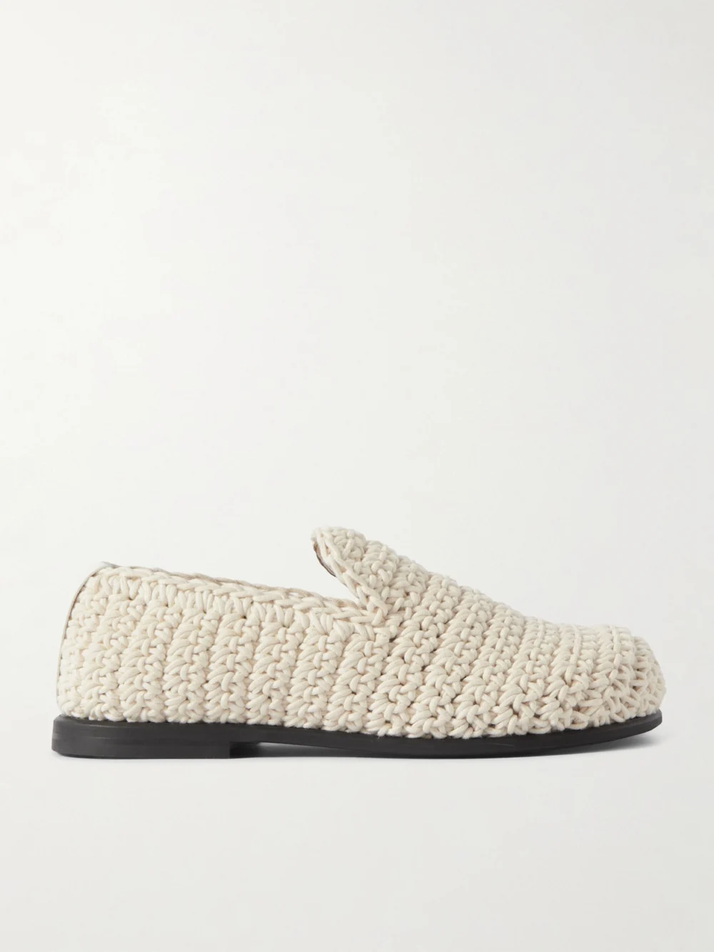 JW Anderson Crocheted Leather-trimmed Cotton Loafers in ivory