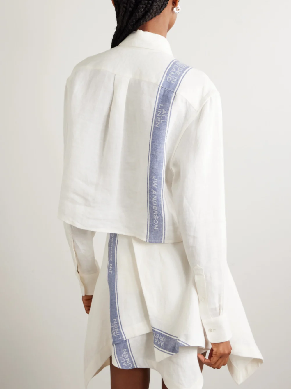 Back view of the JW Anderson Cropped Linen-jacquard Shirt