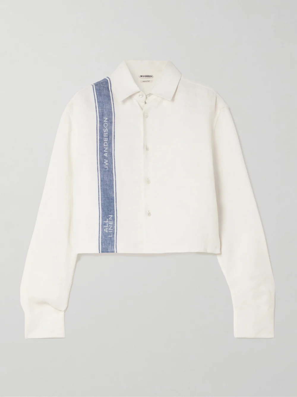 JW Anderson Cropped Linen-jacquard Shirt in off-white