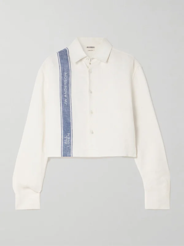 JW Anderson Cropped Linen-jacquard Shirt