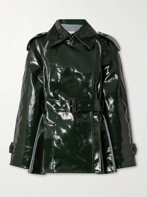 JW Anderson Double-breasted Belted Canvas-trimmed Coated-twill Jacket