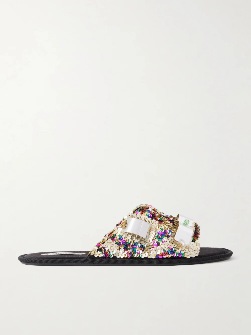 JW Anderson Embellished Sequined Grosgrain Slides in multi