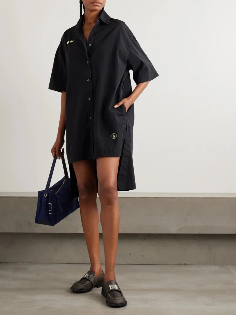 JW Anderson Embroidered Cotton-voile Midi Shirt Dress