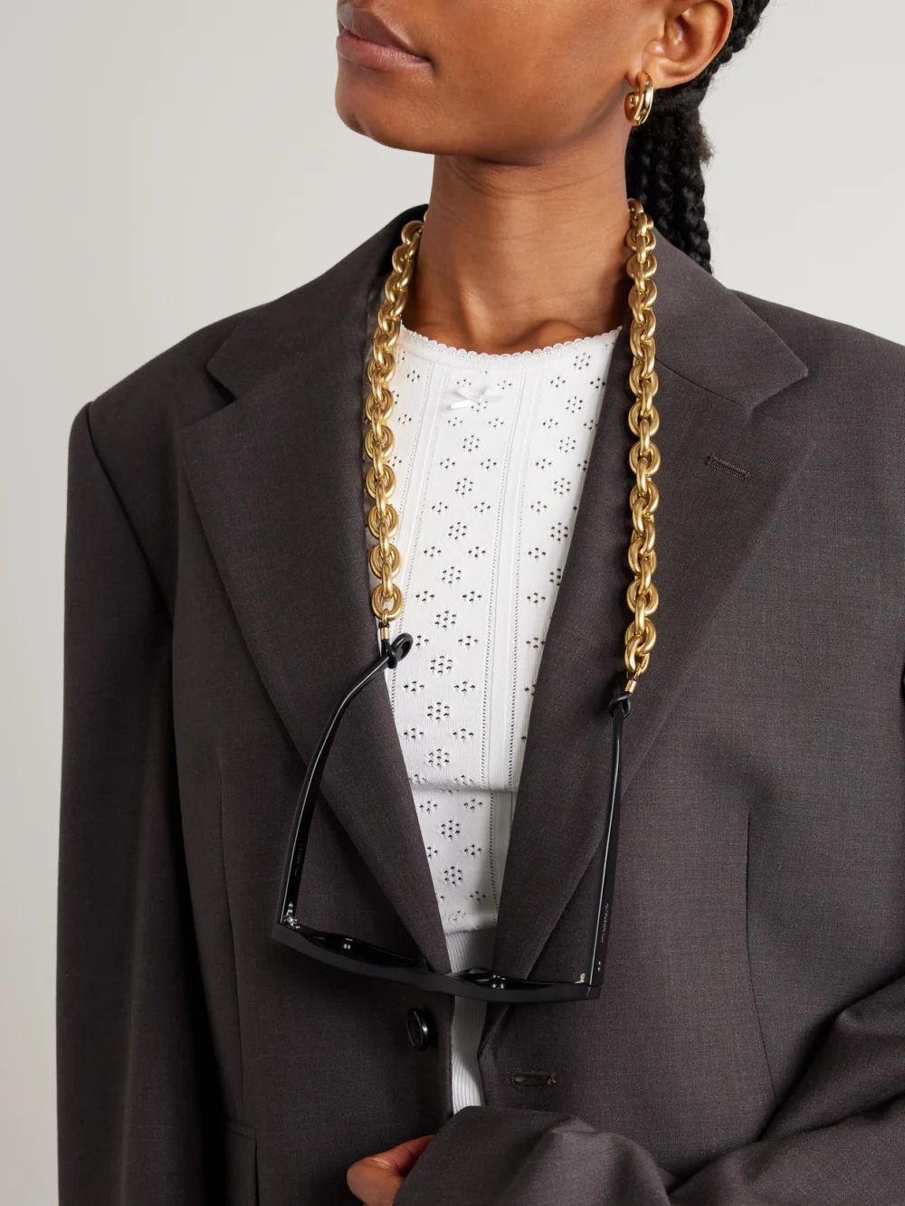 JW Anderson Gold-tone Sunglasses Chain, styled view
