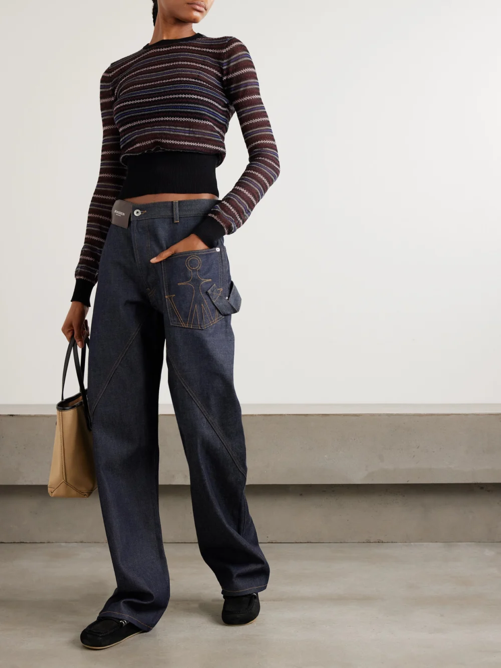 JW Anderson Intarsia-knit Cotton-blend Sweater, worn by a model