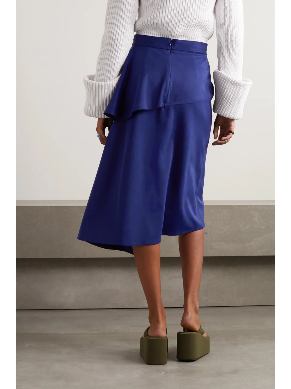 Back view of the JW Anderson Layered Asymmetric Stretch-jersey Skirt
