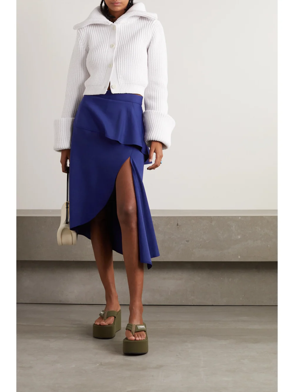 JW Anderson Layered Asymmetric Stretch-jersey Skirt, worn by a model