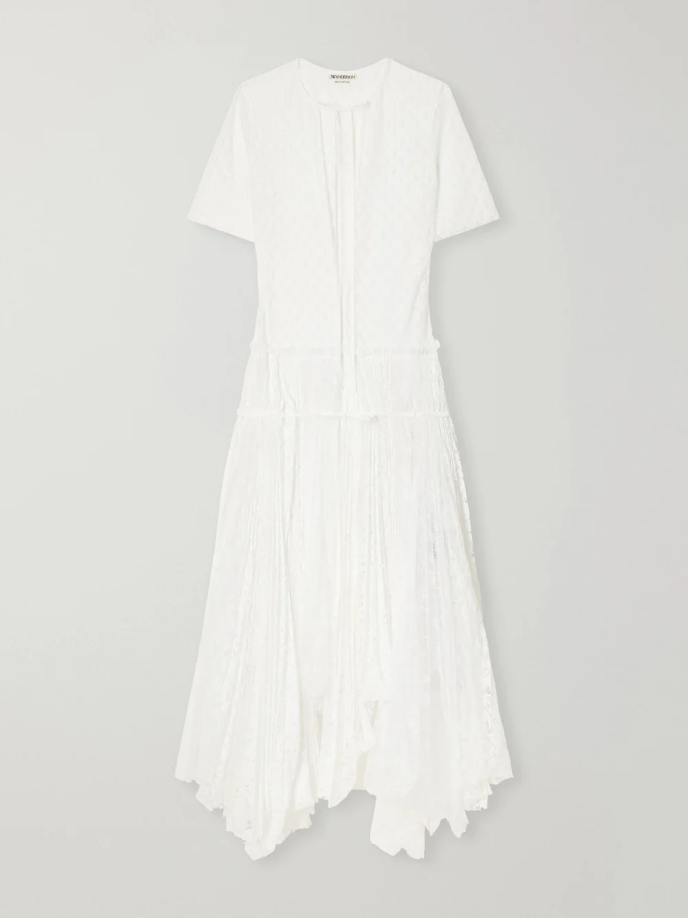 JW Anderson Layered Gathered Lace Maxi Dress in white